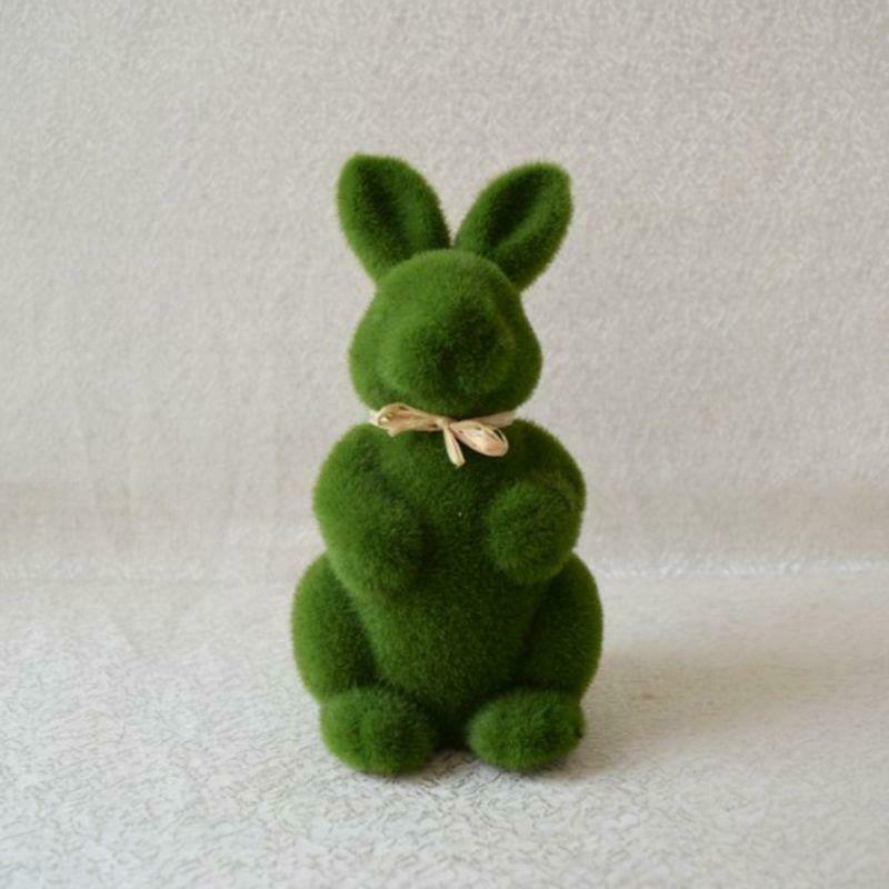Lovely Handmade Moss Rabbit Artificial Turf Grass Easter Bunny Home Office Decor