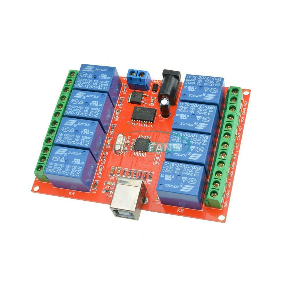 New 12V USB Relay 8 Channel Programmable Computer Control For Smart Home