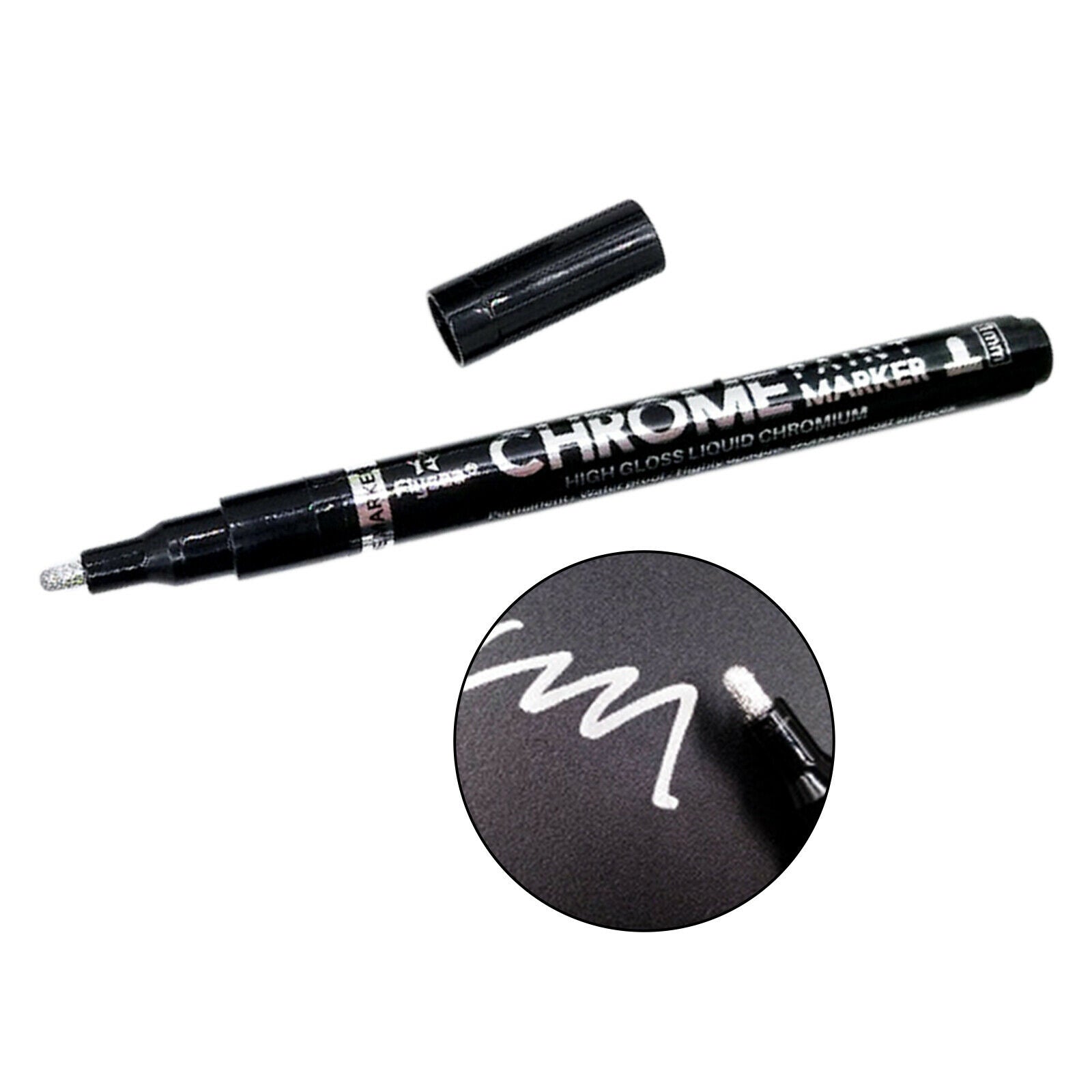 Liquid Chrome Marker Paint Pen Oil-Based Permanent for Metal Glass Plastic