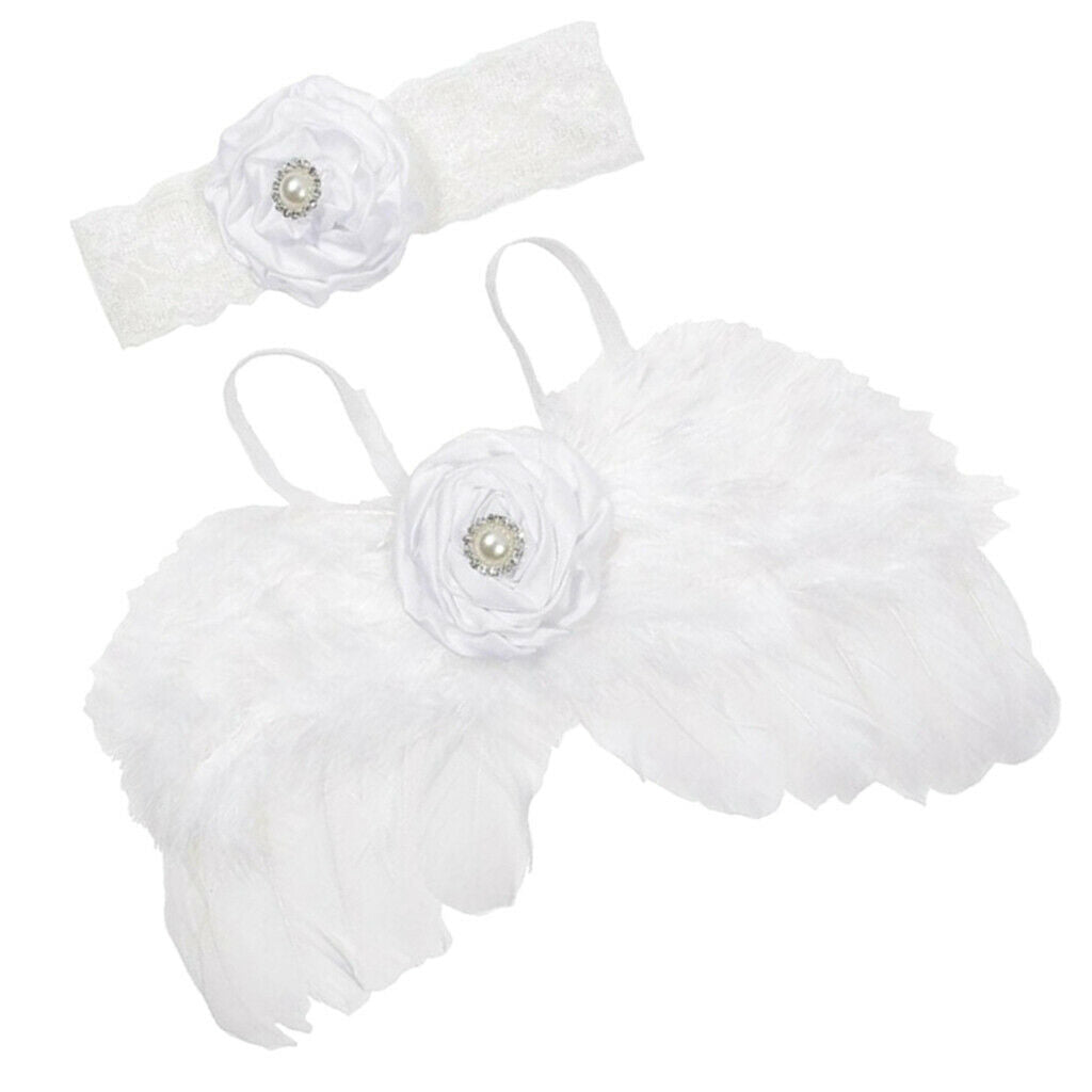 1 Set Lovely Baby Angel Wings Costume Photo Prop Fairy Feather White