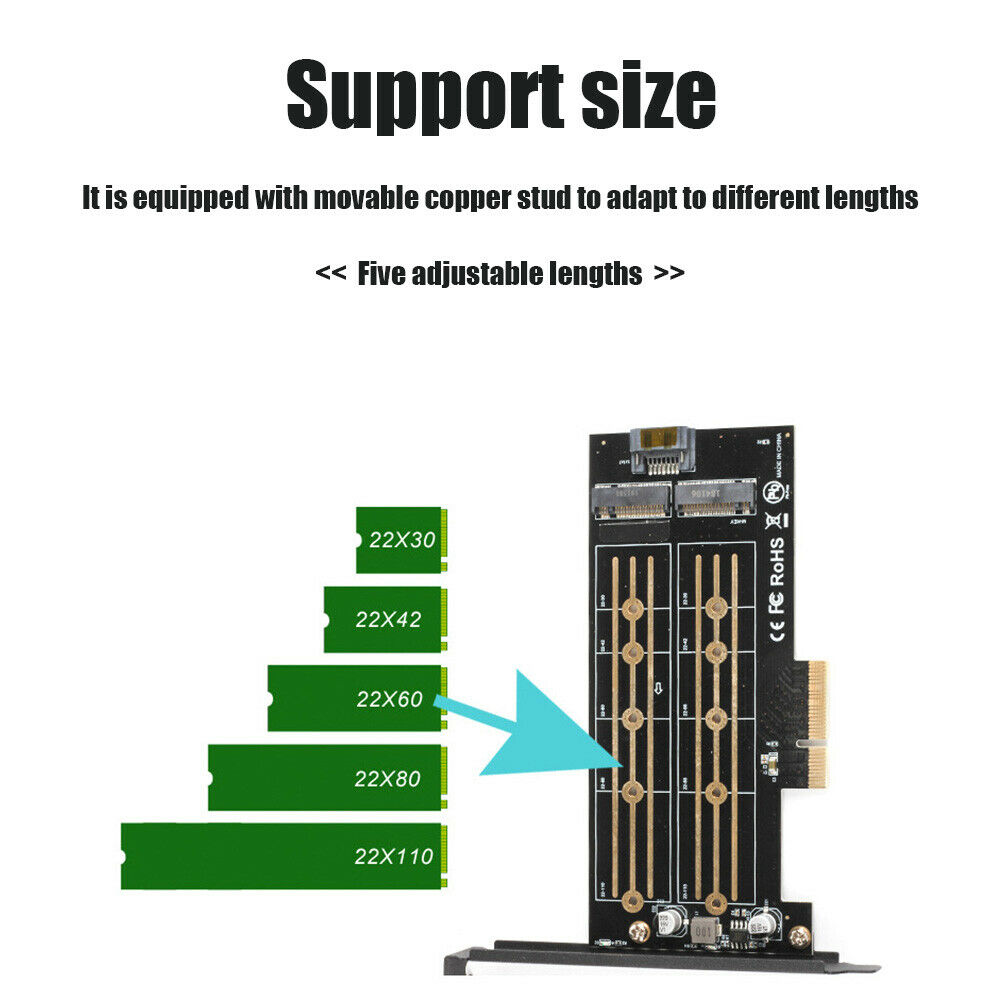 Dual M.2 PCIe Adapter PCI-E Express 3.0 X4 to M.2 M+B Key Host Expansion Card