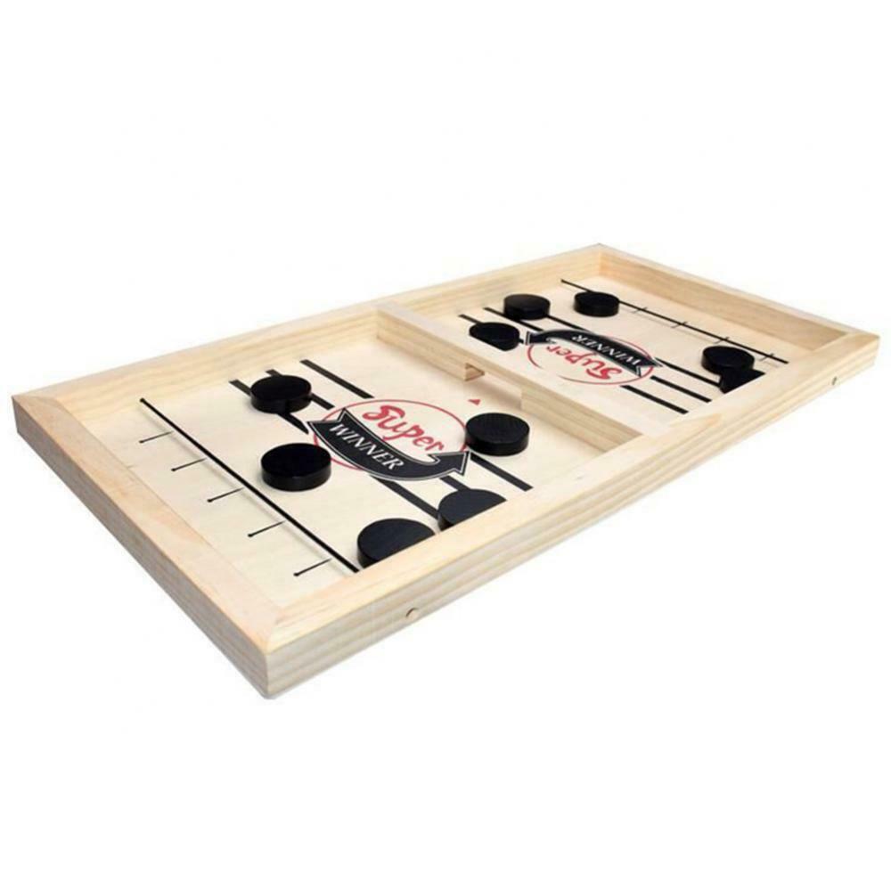 Wood Fast Sling Puck Game Interactive Chess Family Fun Board Game Toys