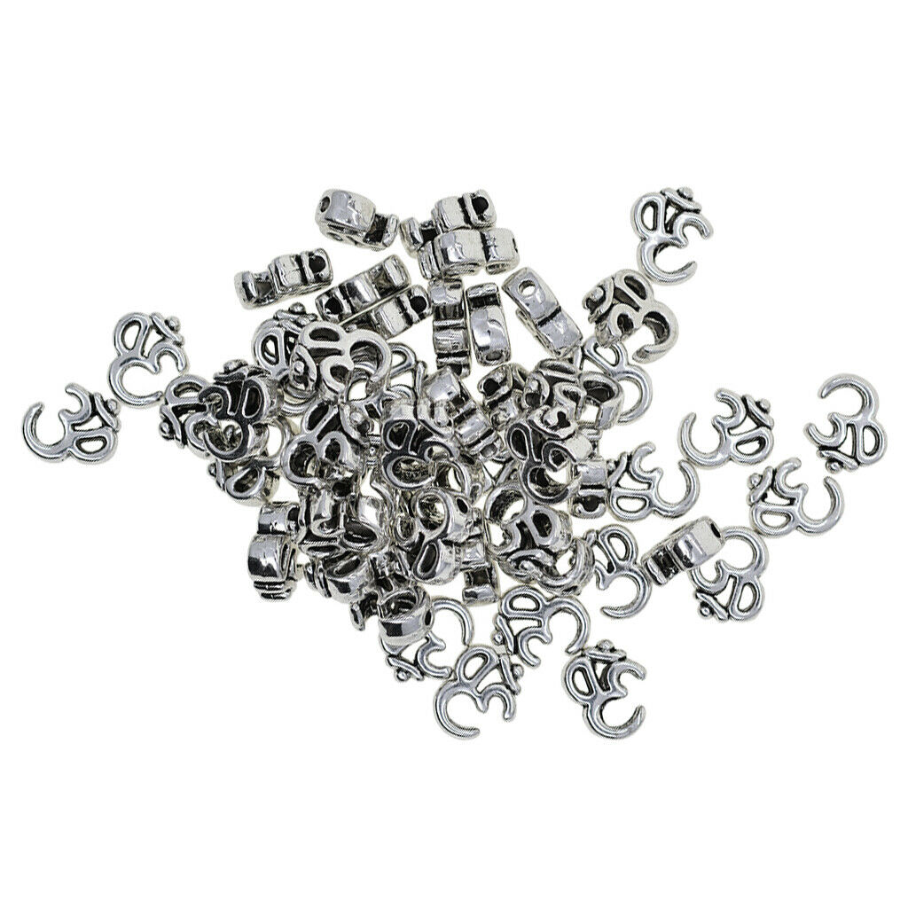 50Pcs Yoga Om Loose Beads, Bail Beads, Spacer Beads, Bead Hanger, Charms Pendant