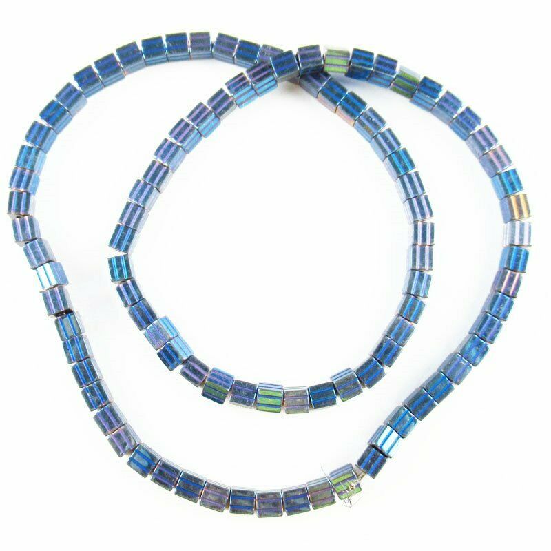1Strand Blue Hematite Carved Cube Pendant Loose Bead 15.5 inch 4x4x4mm A-378TS