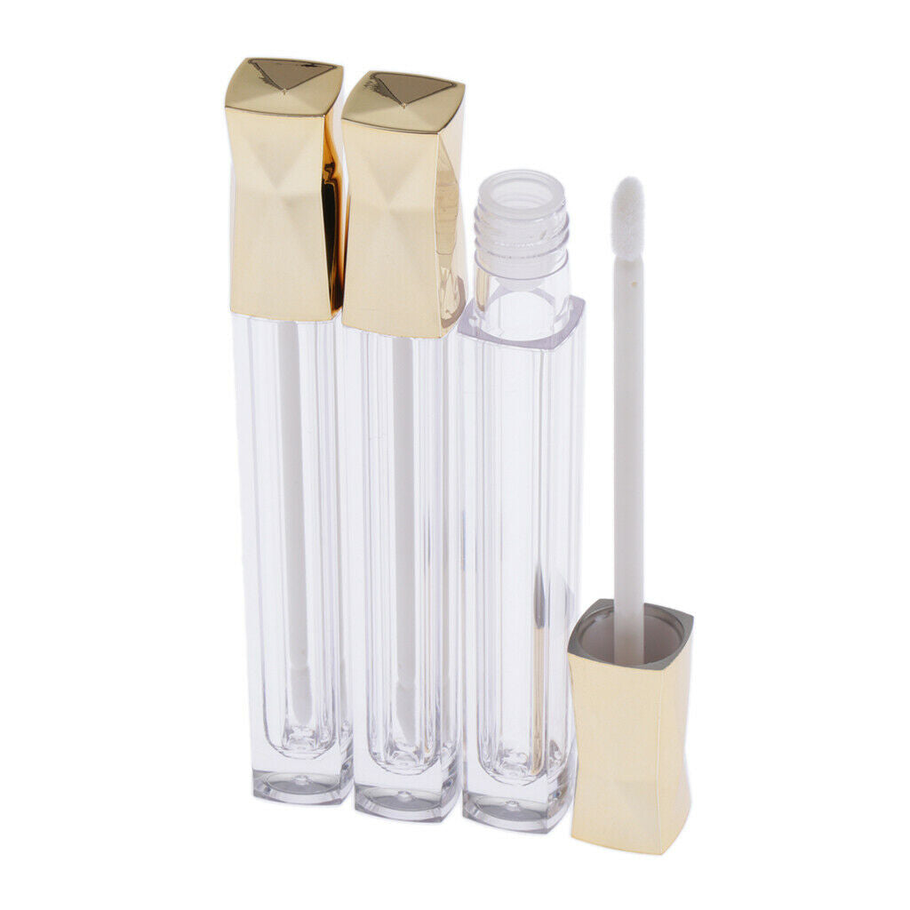 6x Pink Golden Empty Lip Gloss Tubes Travel Portable 5ml Lip Tint Containers