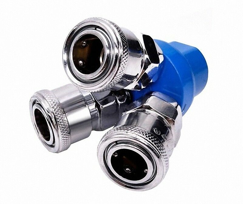 1/4" Inlet Thread 3 Way Pass Quick Connect Coupling Air Hose Coupler Tool [M1]