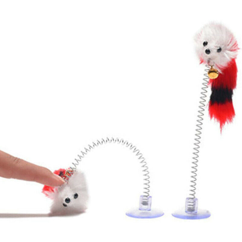 Plastic Cat Toys Feather Cat Mice Shape False Products Bottom Sucker Elastic