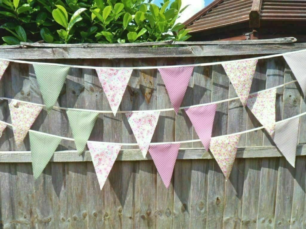 Fabric Bunting Wedding Birthday Party Christening Shabby Chic Handmade Ornaments