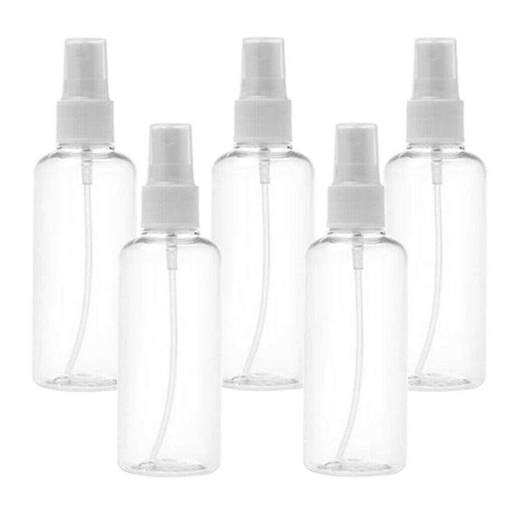 5Pcs 100ml + 5x 30ml Clear Refillable Fine Mist Cosmetic Bottles with Pump