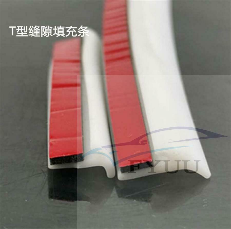 10M Rubber Car Sealing Strip Slanted T-Type Seal Weatherstrip Edge Trim White