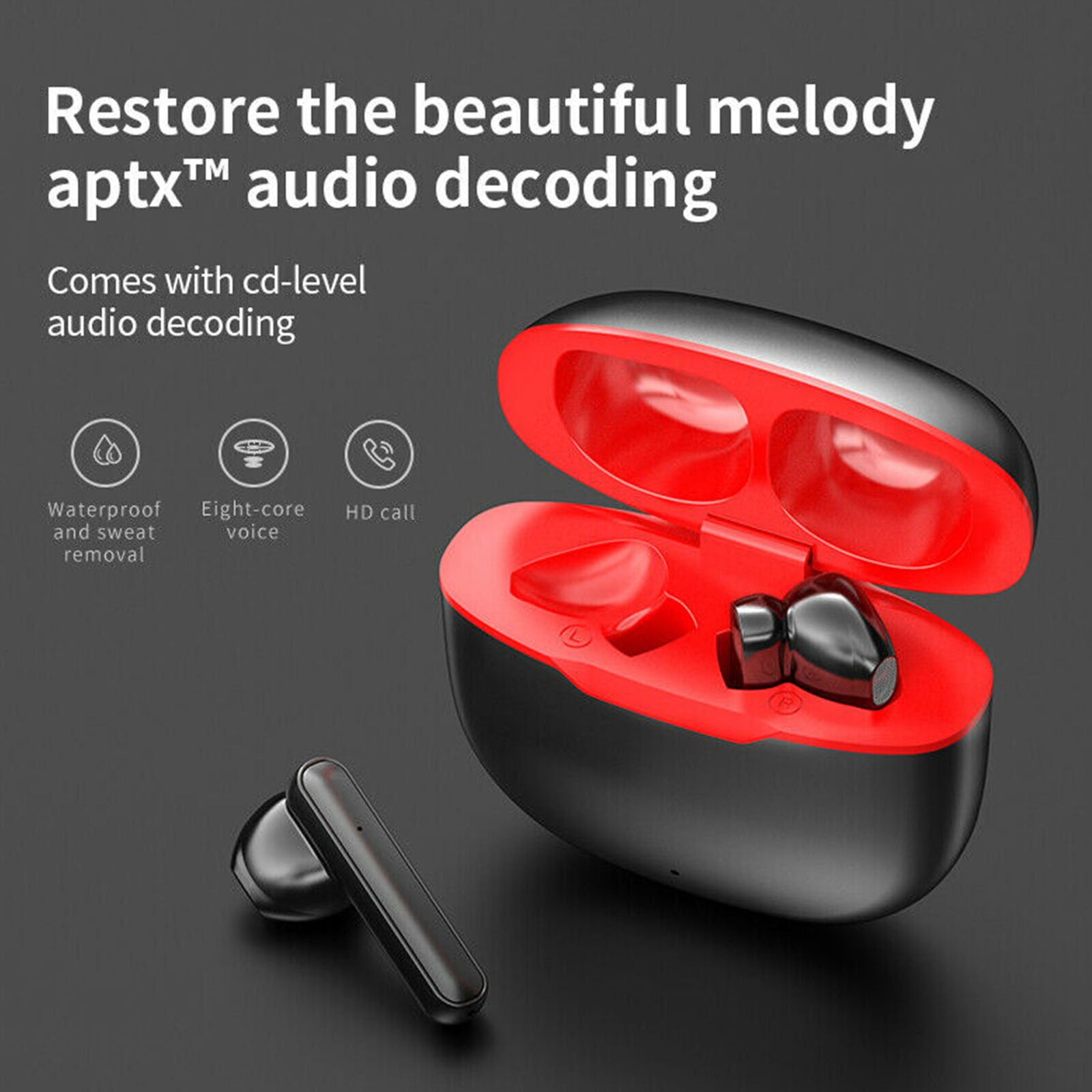 Bluetooth 5.0 Wireless Earbuds Headphones Waterproof Noise Cancelling Headsets