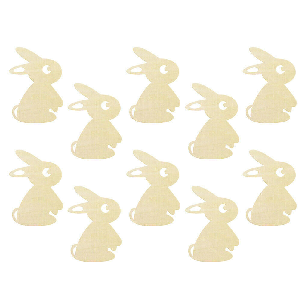 10pcs Lovely Rustic Wooden Happy Easter Wooden Bunny Gift Tags Festival Craft