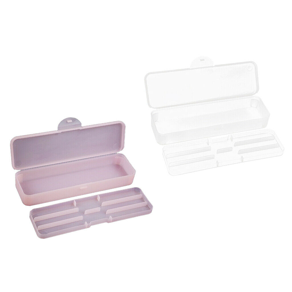 2x Double Layer Empty Storage Box Nail Art Files Container Case White+Pink