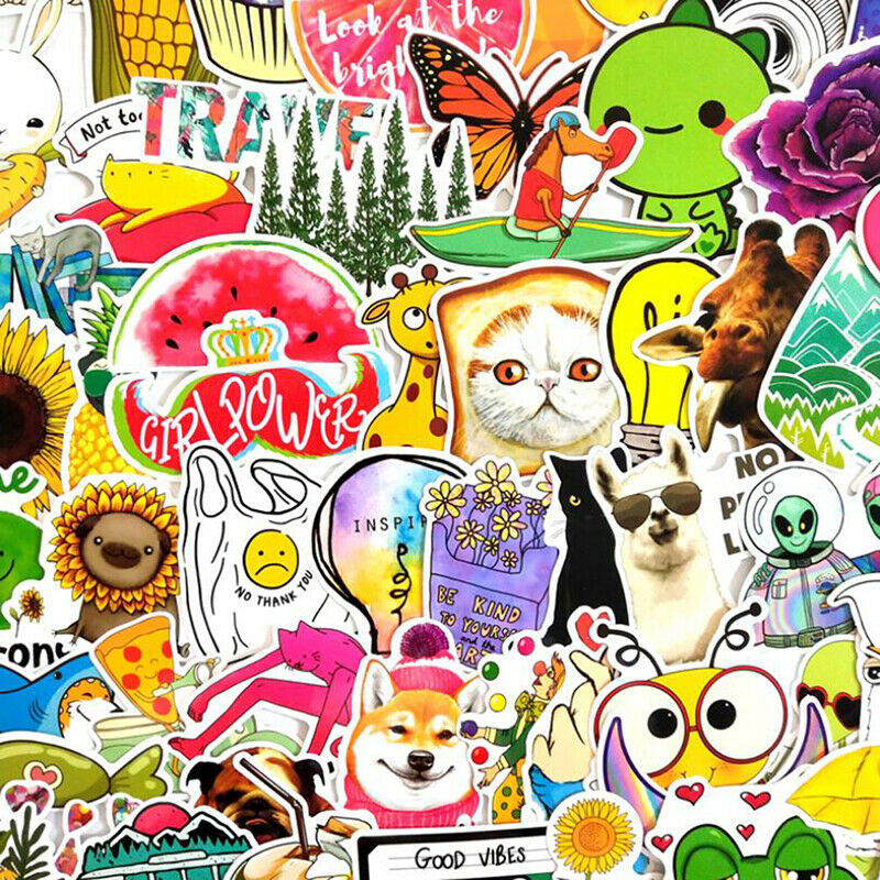 70Pcs Cartoon Bright Happy Stickers Suitcase Skateboard Car Waterproof St.l8