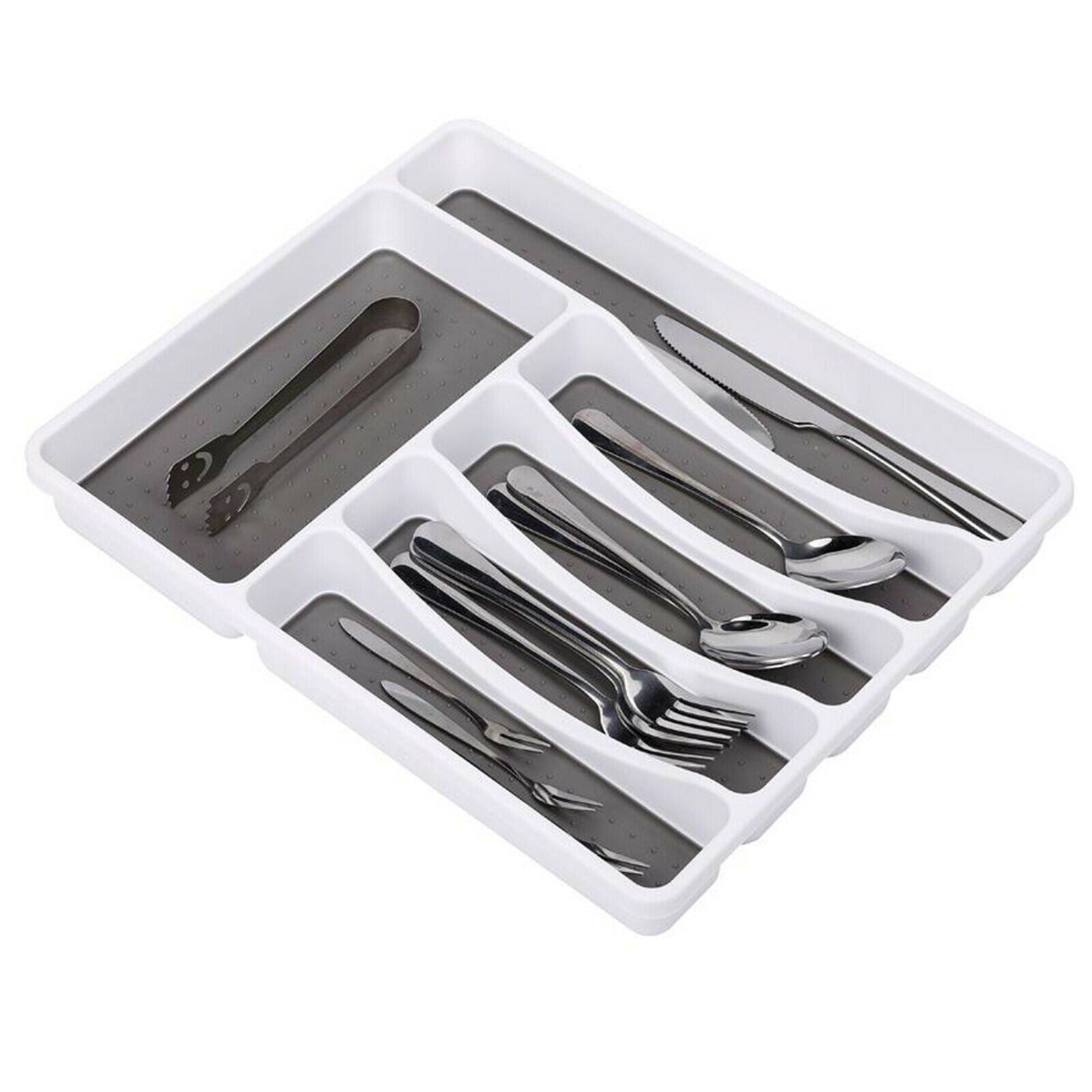 Plastic Kitchen Drawer Divider Tray Insert Silverware Utensils Cutlery Holder
