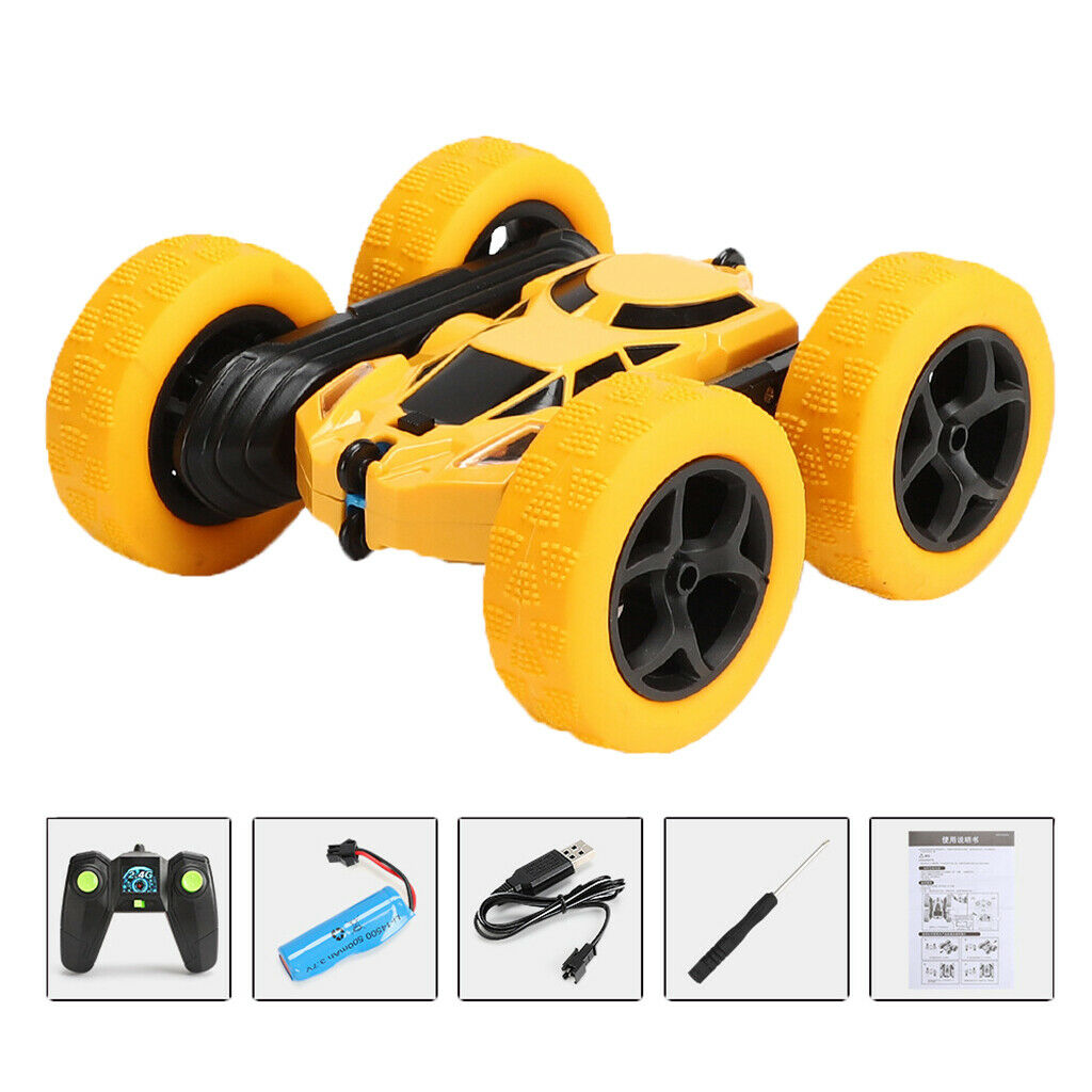 4WD 2.4Ghz Remote Control Car Double Sided Rotating Vehicles Toys  Yellow