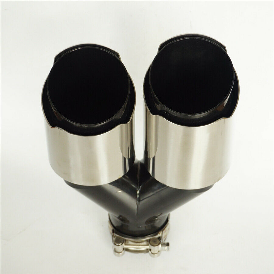 Polished Chrome Dual Wall Exhaust Pipe & Tip Stainless Steel Universal 63mm 1PCS