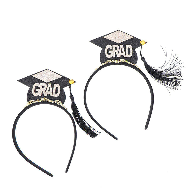 2pcs Graduation Hat Mini Tassel Hat Headband Chic Hair Hoops Stylish Head.l8