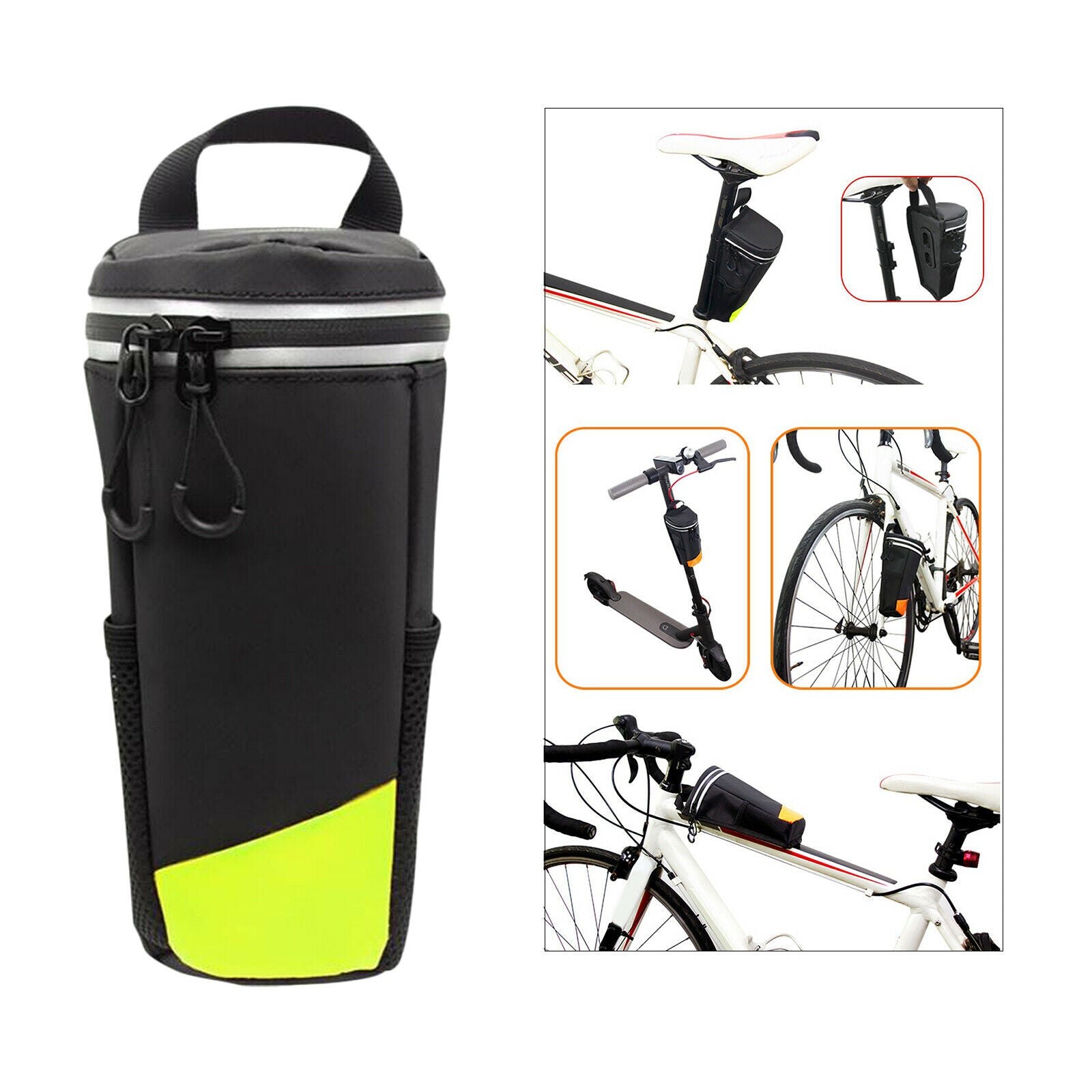 2X Bike Carry Handlebar Bag Cycling Pannier Bag with Magnetic green