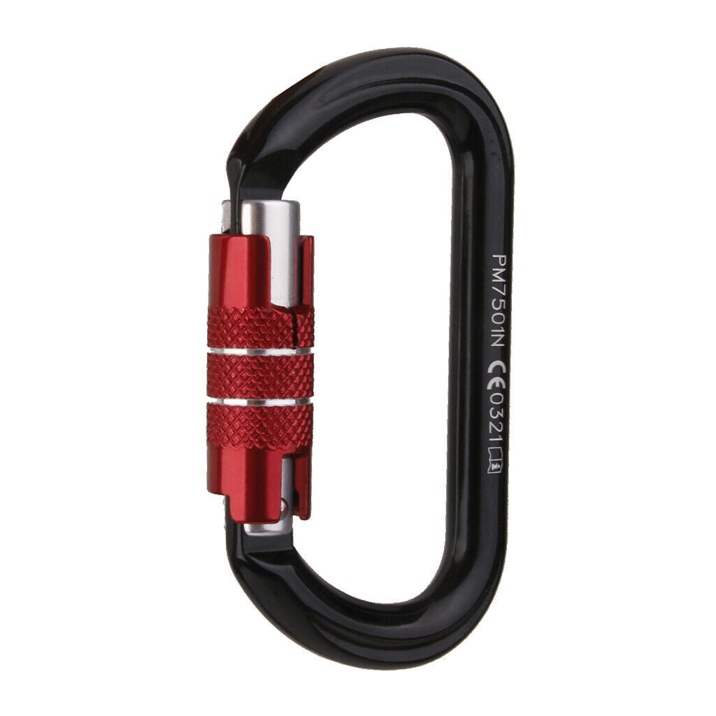 Self / Aut Locking Abseiling Rock Tree Climbing Aluminum Carabiner 24KN Gear