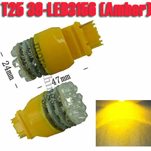 1X T25 3156 Car 39 LED Amber Tail Brake Turn Indicator Light Lamp Bulb 12V New