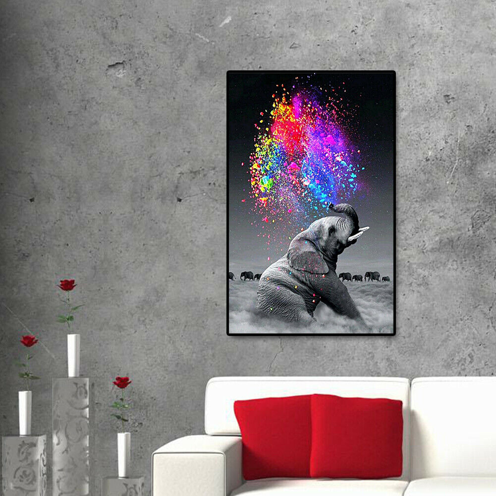 Elephant Full Round Drill 5D DIY Diamond Painting Animal Picture Home Decor @
