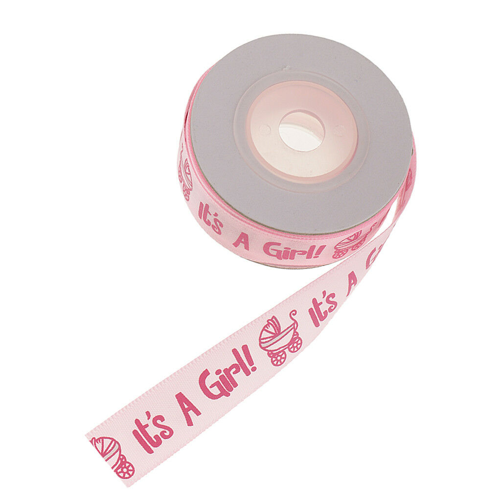 2 Rolls 20yd Boy Girl Baby Shower Satin Ribbon Gift Wrapping Decoration DIY