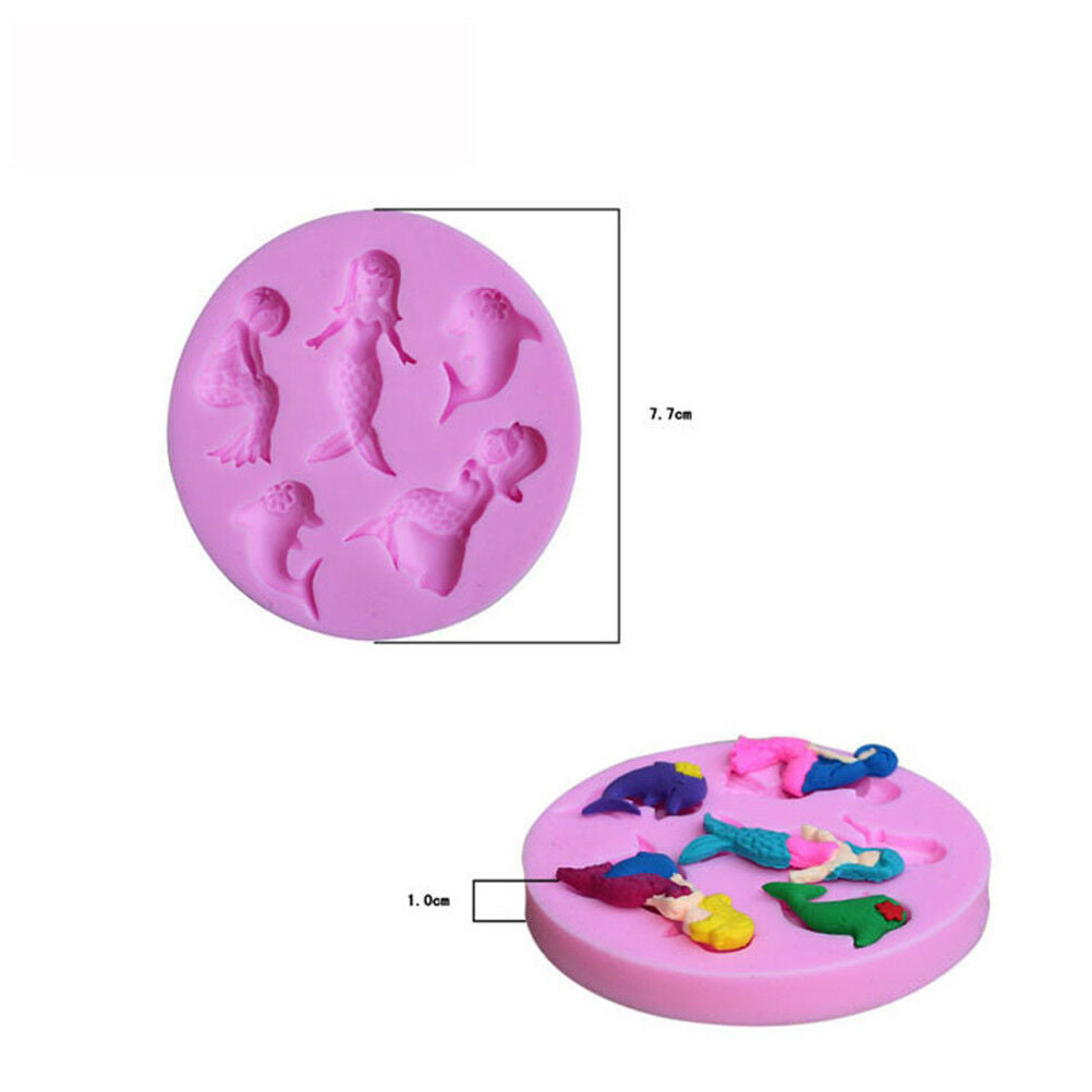 mermaid silicone fondant cake mould decorating mold chocolate baking tool.l8