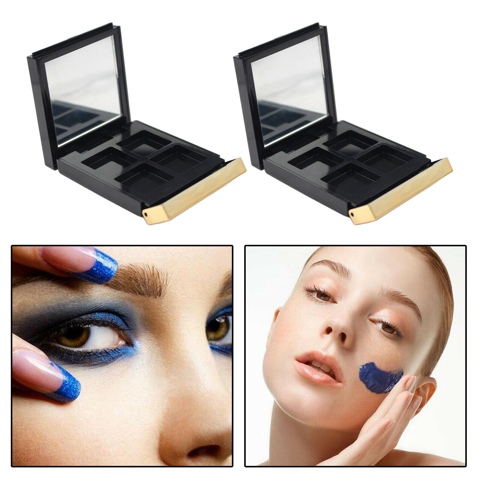 2PCS 4Grid Highlighters Eye Shadow Pallet Case Sub-box Travel Lipstick
