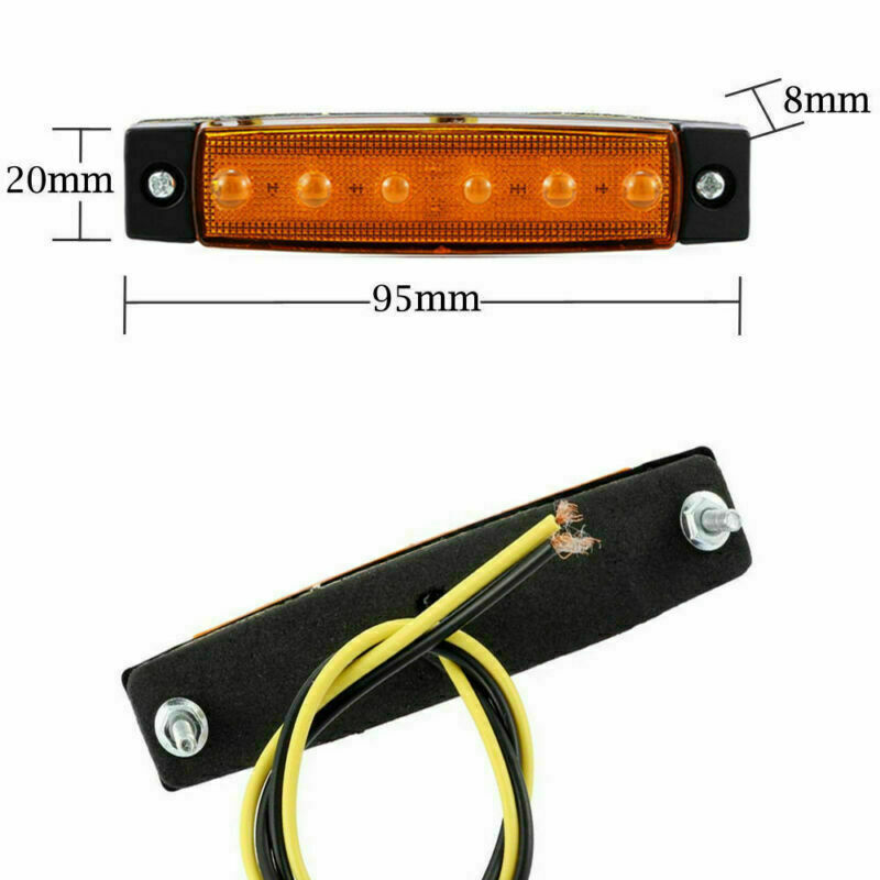 20x Red Amber 6LED Side Marker Light Indicators Truck Trailer Boats RV Clearance