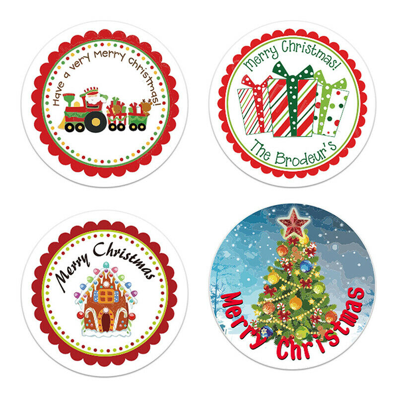 500Pcs/lot Merry Christmas Stickers Roll 4 Styles Card Label Sealing Stic.l8
