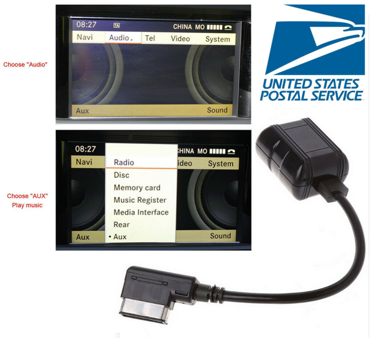 For Mercedes-Benz Bluetooth 3.0 Wireless Aux Module MMI Socket Connector Adapter