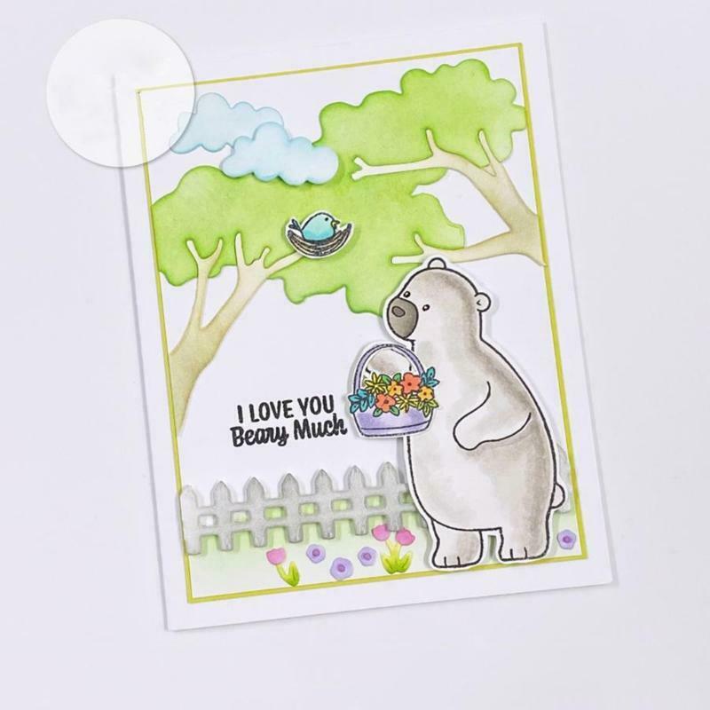 Cute Bear Seal Stamp with Cutting Dies Stencil Set DIY Scrapbooking Embossing