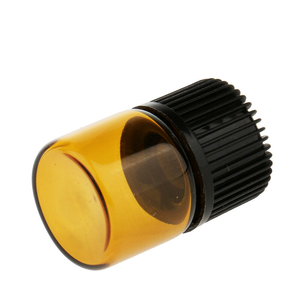 Lots 20pcs Empty Clear Glass Dram Bottles Vials With Black Screw   Brown 1ml