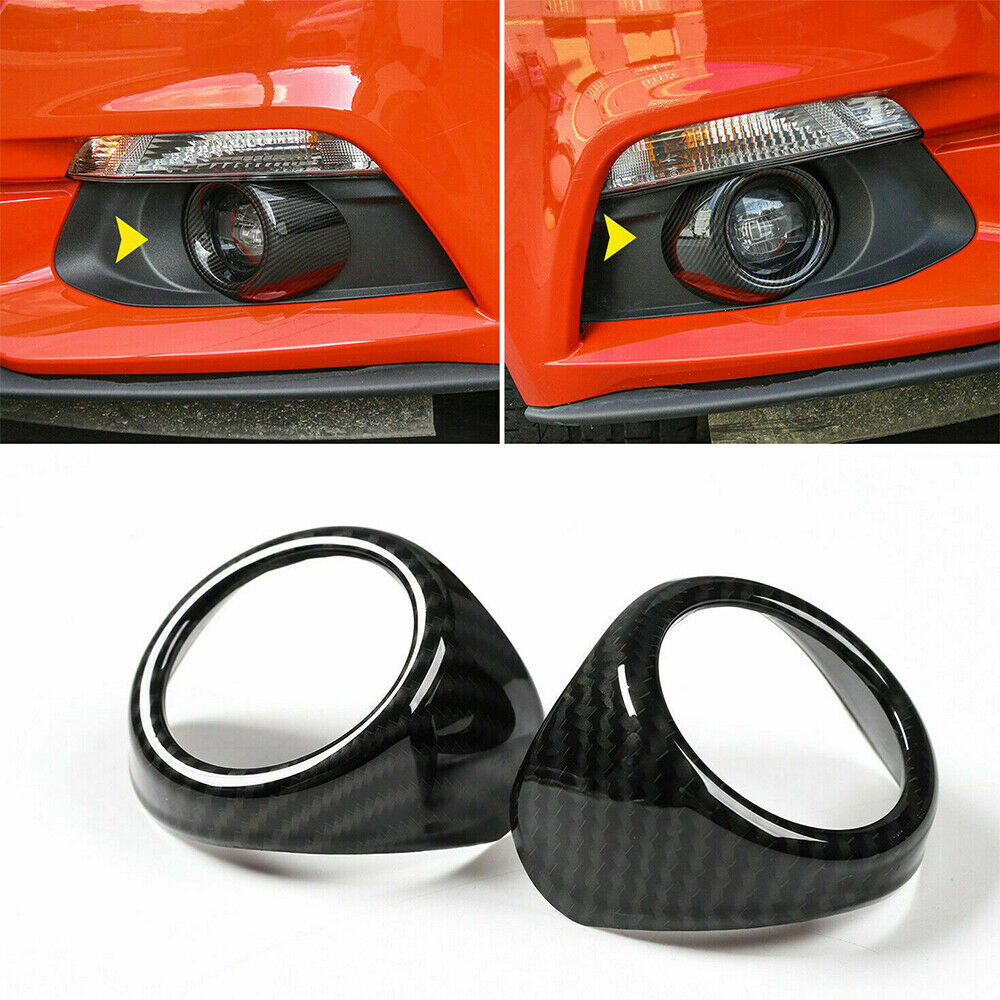 Carbon Fiber ABS Front Fog Light Lamp Ring Trim Cover For Ford mustang 2015-18