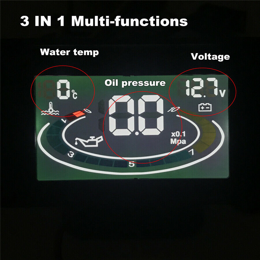 Advanced MCU Real-time Monitor Water Temp Battery Voltage Oil Pressure LCD Gauge