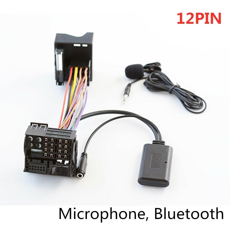 12PIN AUX Bluetooth Adapter Wireless Music Audio Cable Microphone Input For BMW