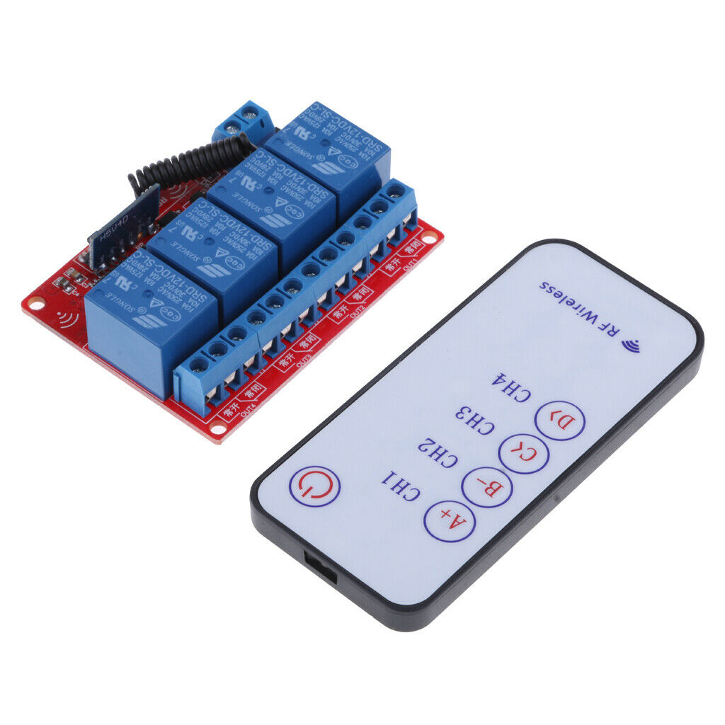 12V Four Channel 433M RF Wireless Relay Self-lock Module With Remote Control
