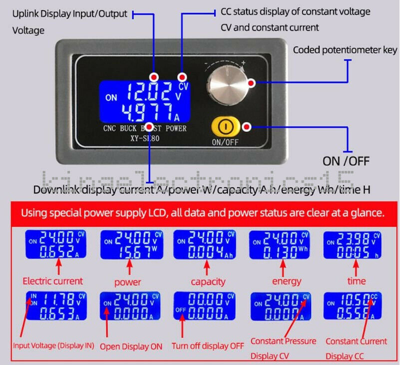 1PCS Adjustable Regulated Power Supply DC Buck Boost Converter 5A Power Module