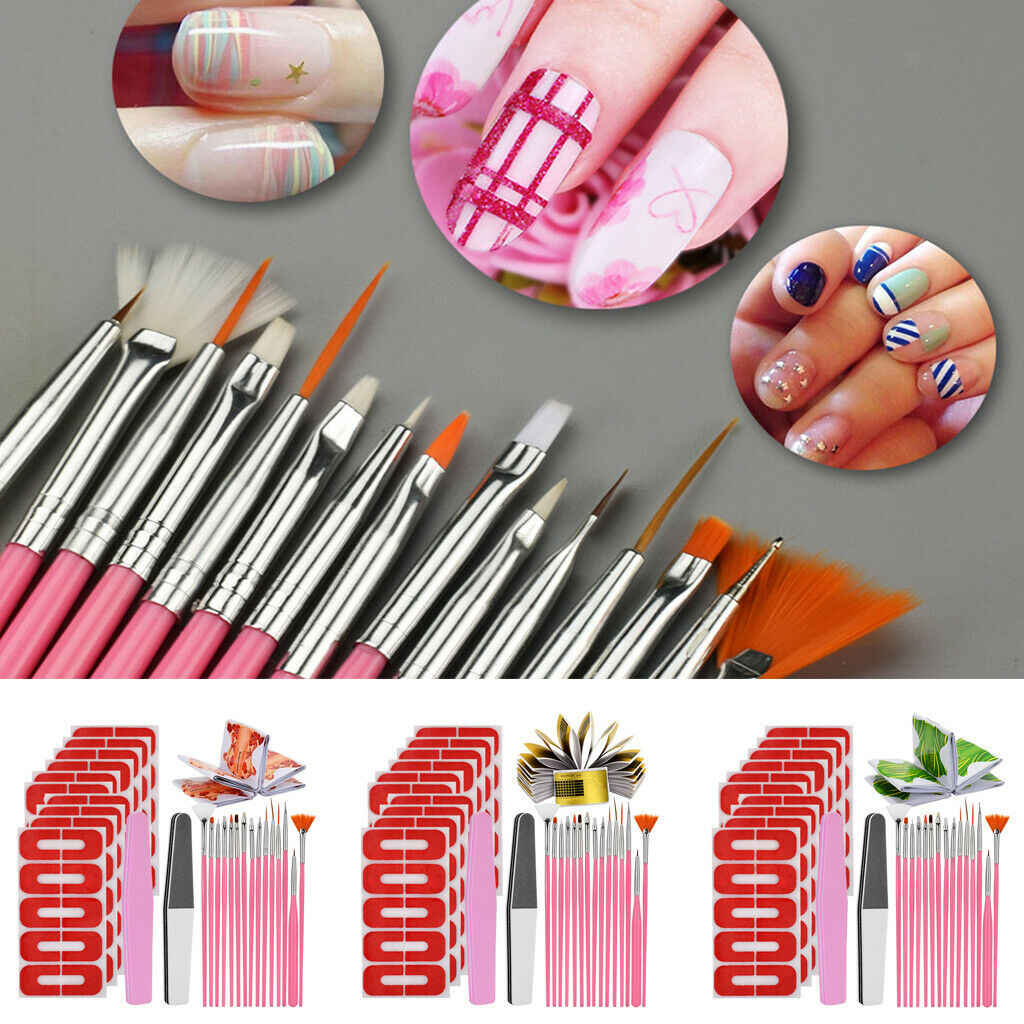 DIY Acrylic UV Gel Nail Extension Kit Nail Forms Brushes Manicure Set Golden