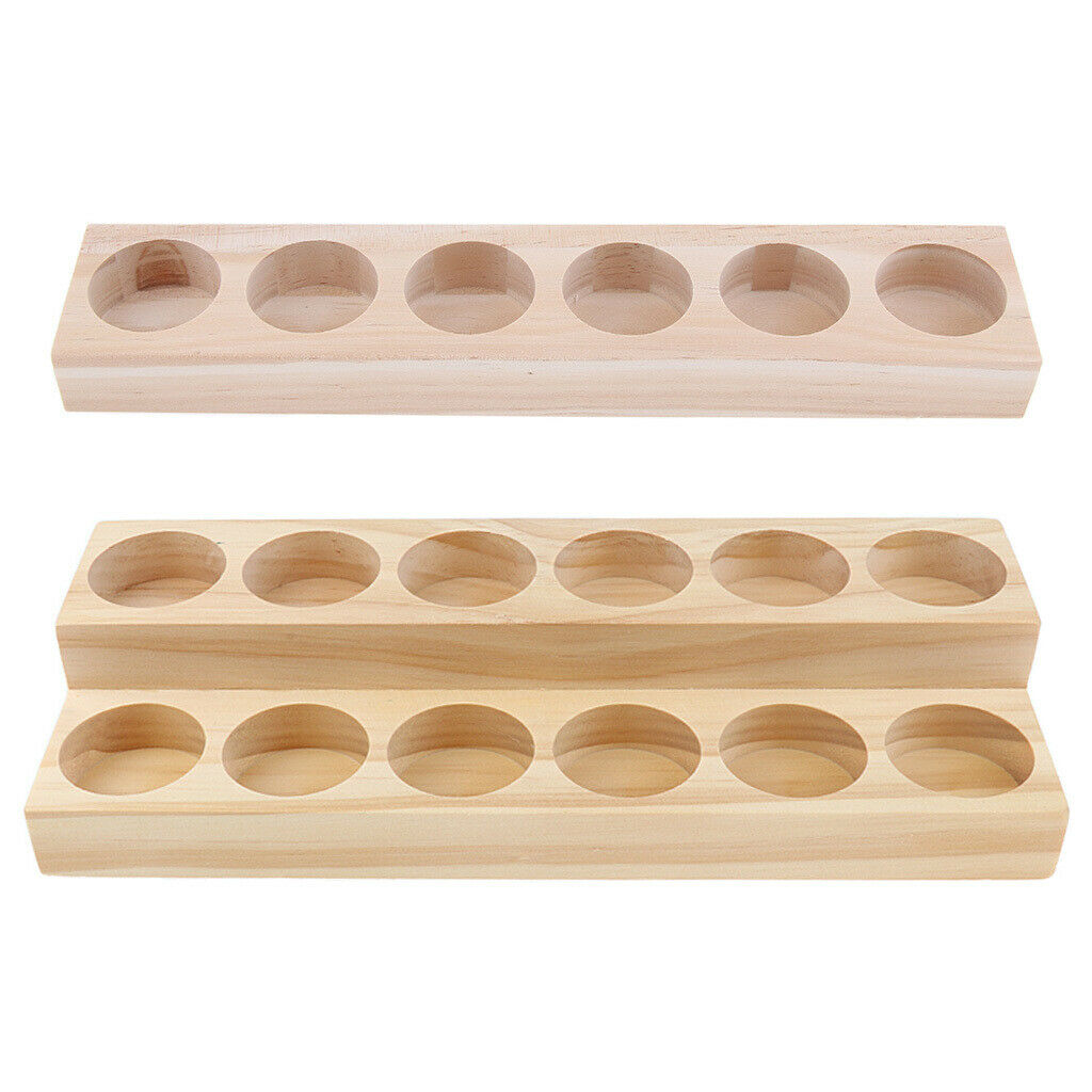 2 Pcs Wooden Aroma Essential Oil Display Case Storage Rack Tray Holder Storage