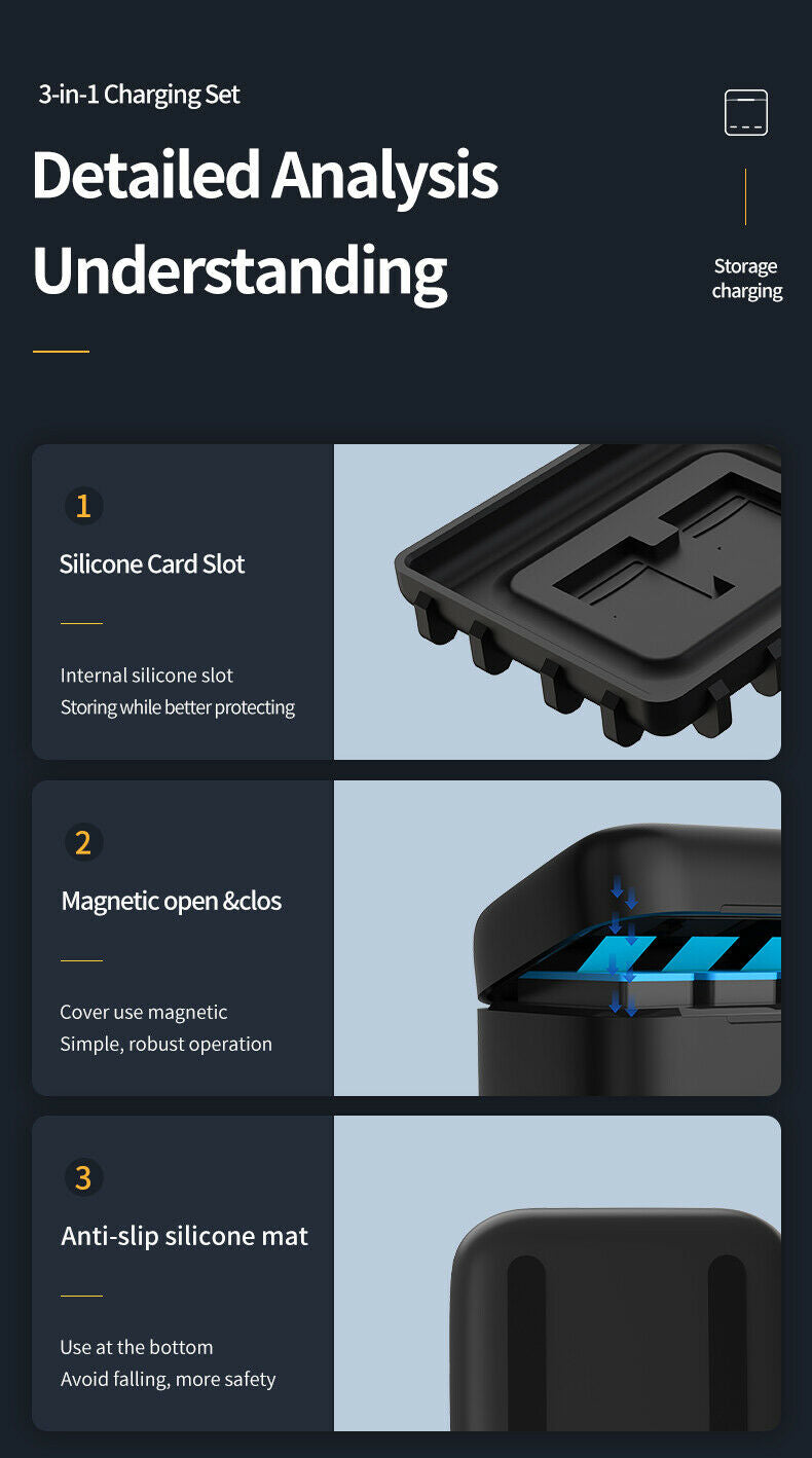 Telesin Battery Storage Charging Box Fits For Gopro 9/10 KA