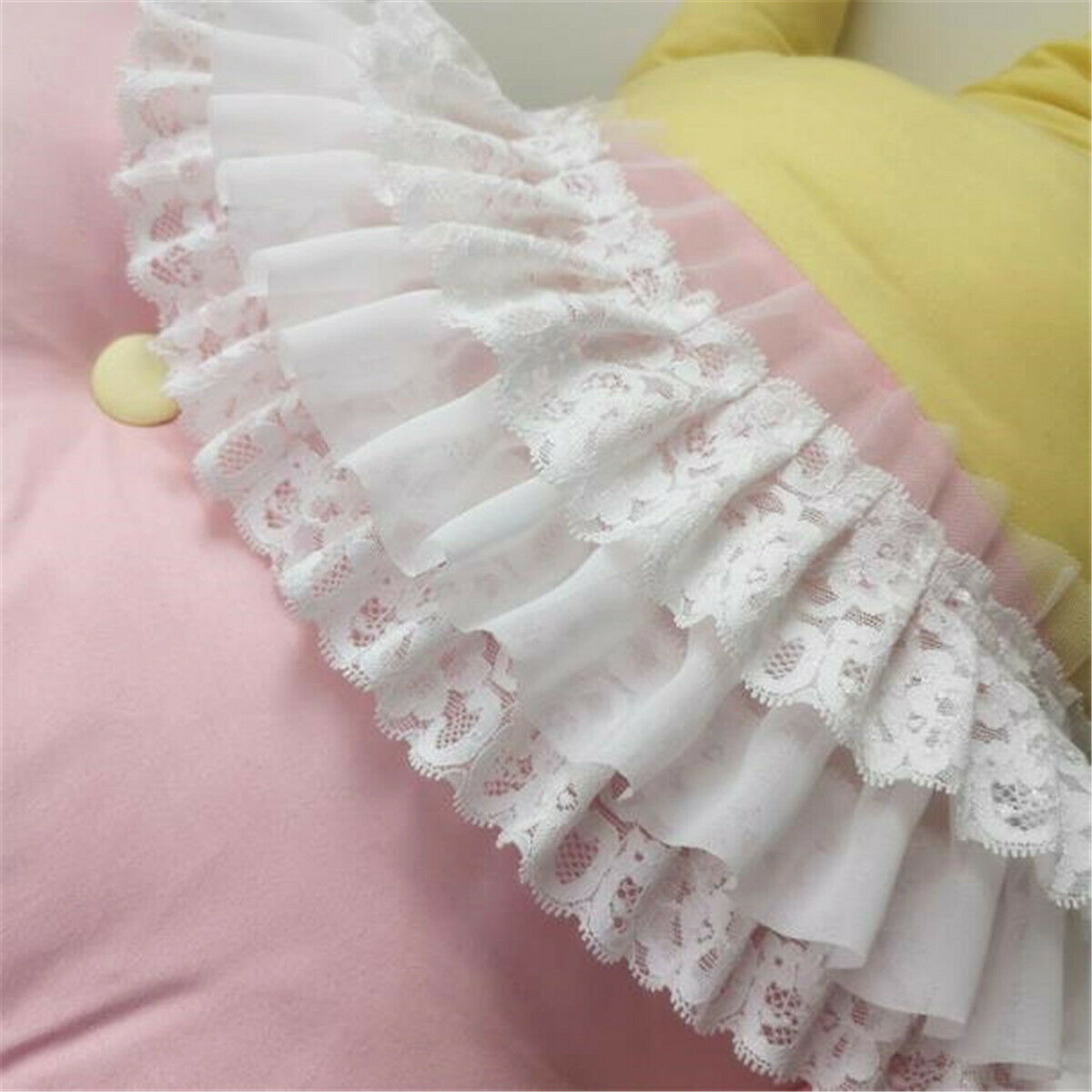 50CM White Chiffon Ruffle Lace Trim 3 Layer Pleated Ribbon Sewing DIY Craft