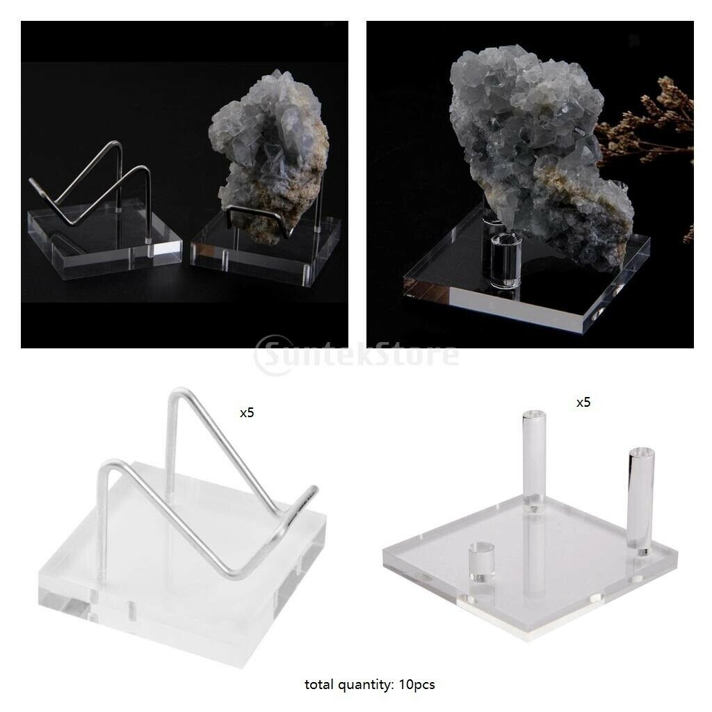 10pc Clear Acrylic Display Stand Crystal Cluster Mineral Specimens Rocks Holder