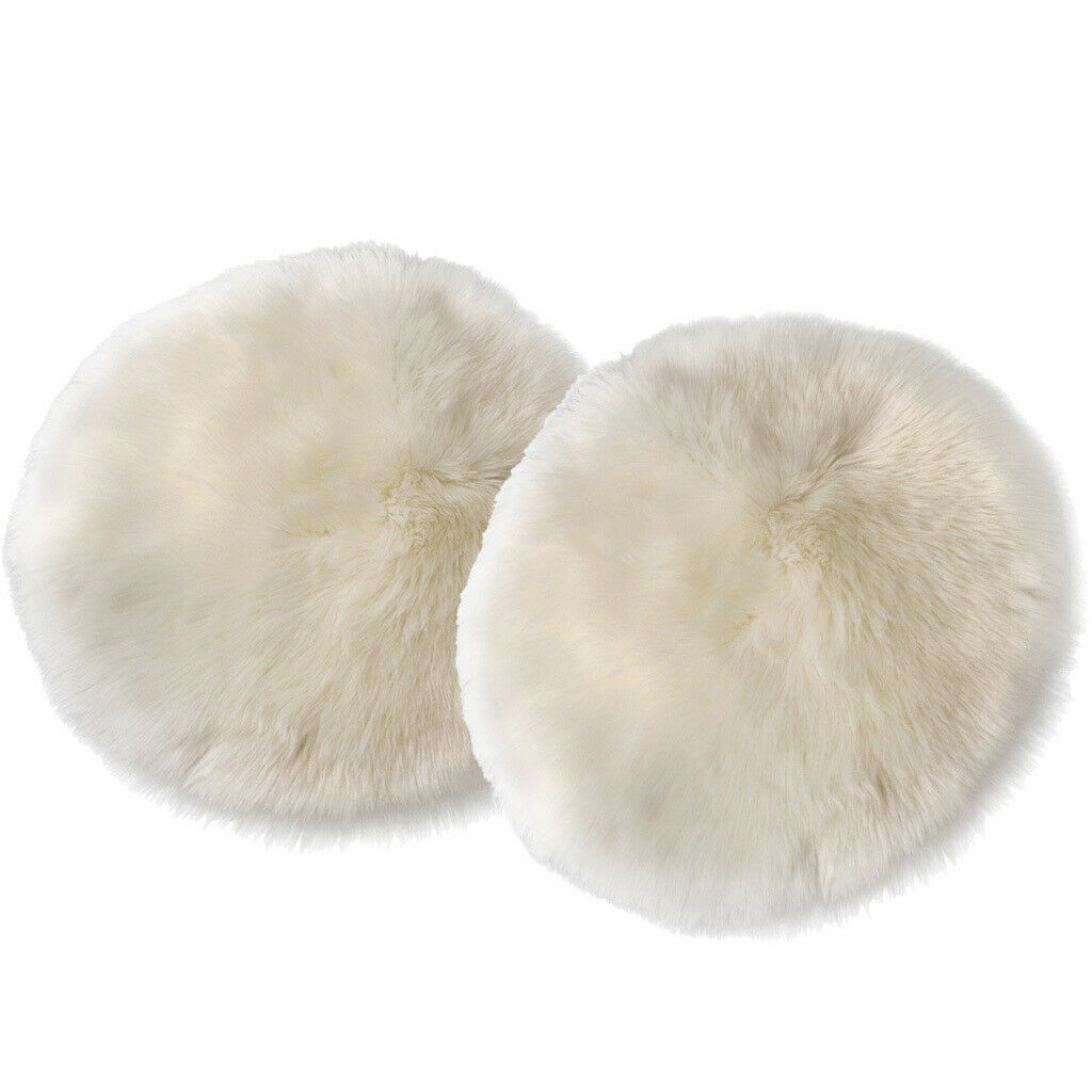 2 pieces fluffy faux fur seat cushion pad artificial sheepskin mat
