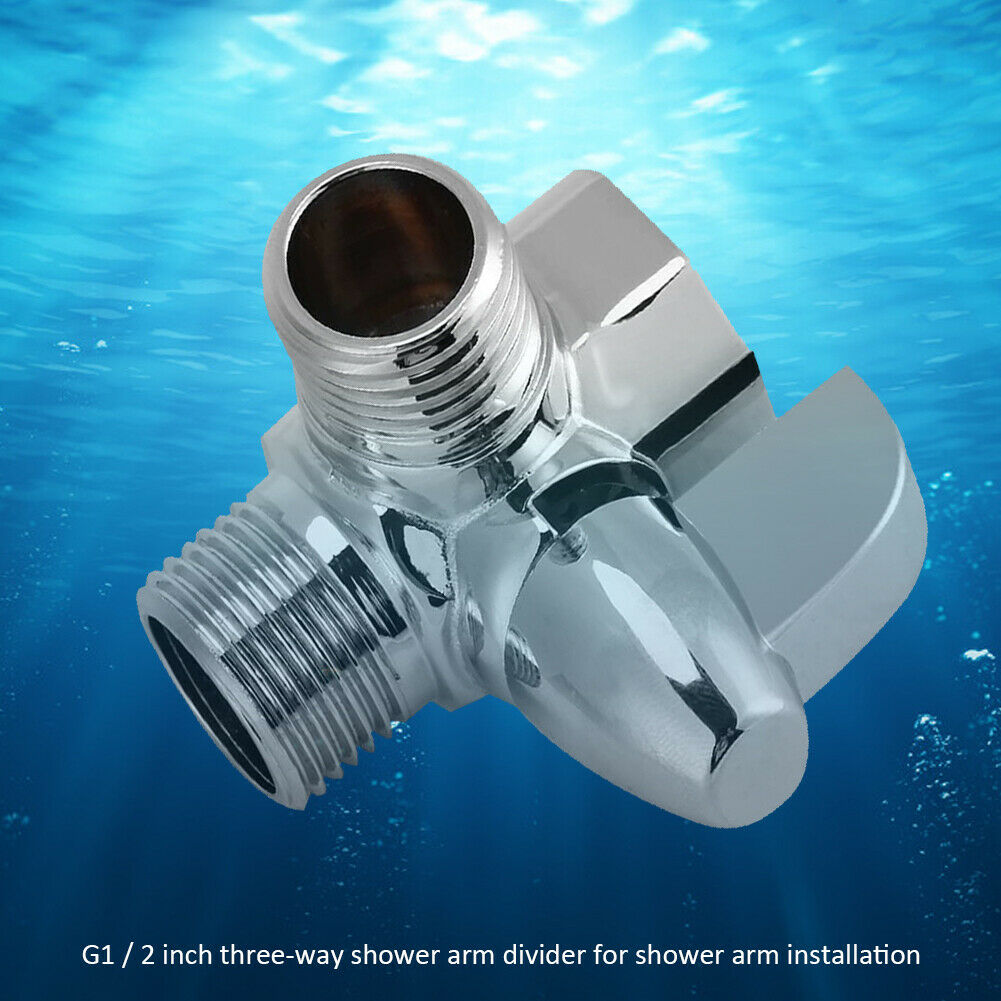 Brass G1/2 3-Way Shower Arm Diverter Valve Chrome Plated for Hand Shower @