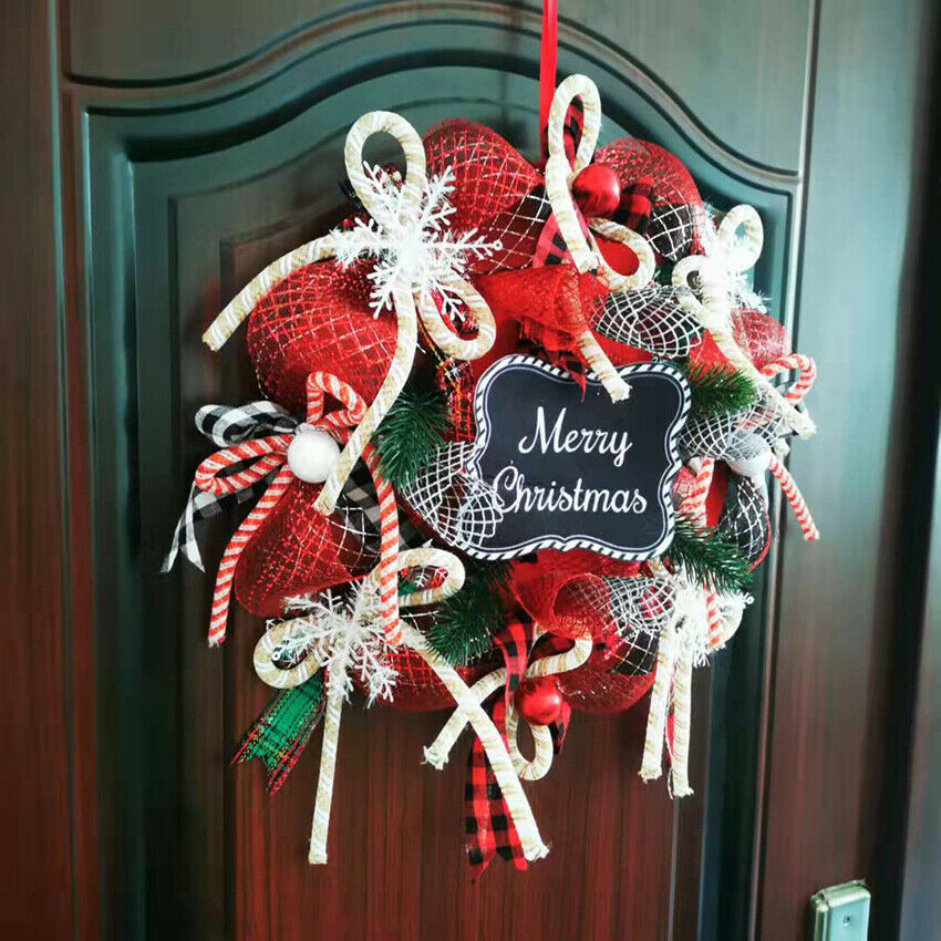 Christmas Tree Wreath Door Hanging Flower Garland Window Wall Ornamen Xmas Decor