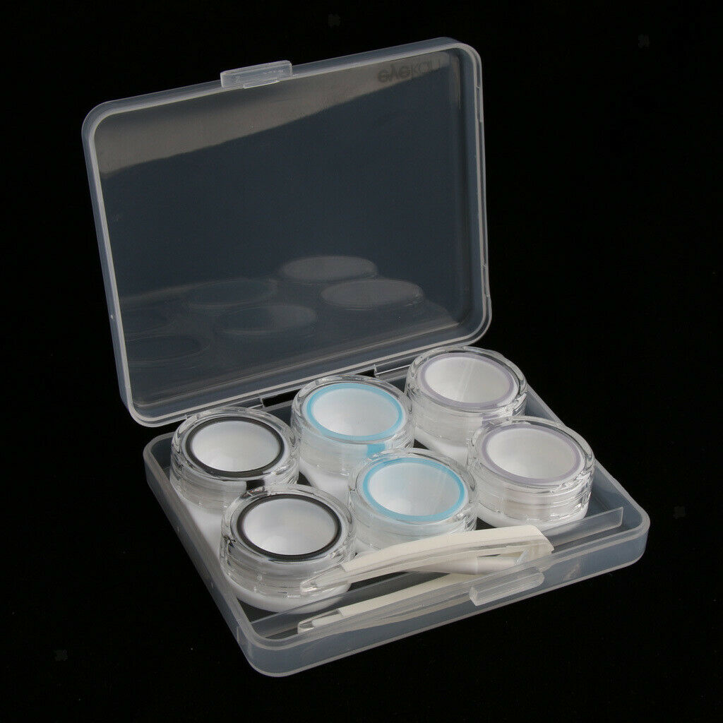 3 Pairs Contact Lens Boxes Travel Soaking Storage Case with Tweezers Kit