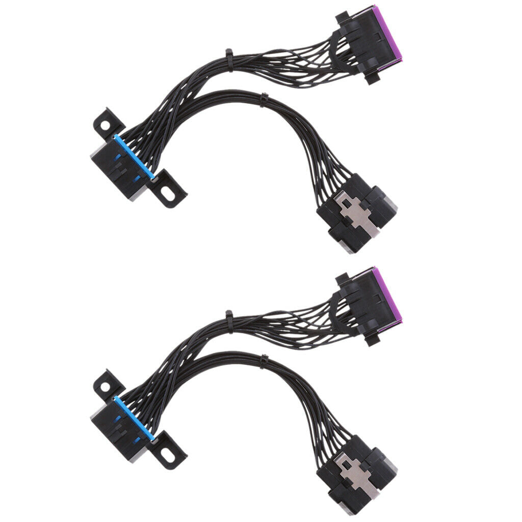 2 Pcs 16-Pin OBD2 OBDII Y Splitter Male to Female Connector Extension Cable