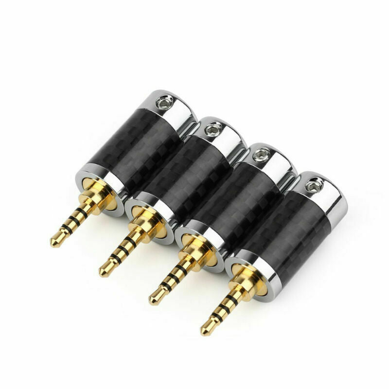 1PC 2.5mm 4 Pole Stereo Carbon Fiber Male Step Plug Metal Splice Adapter